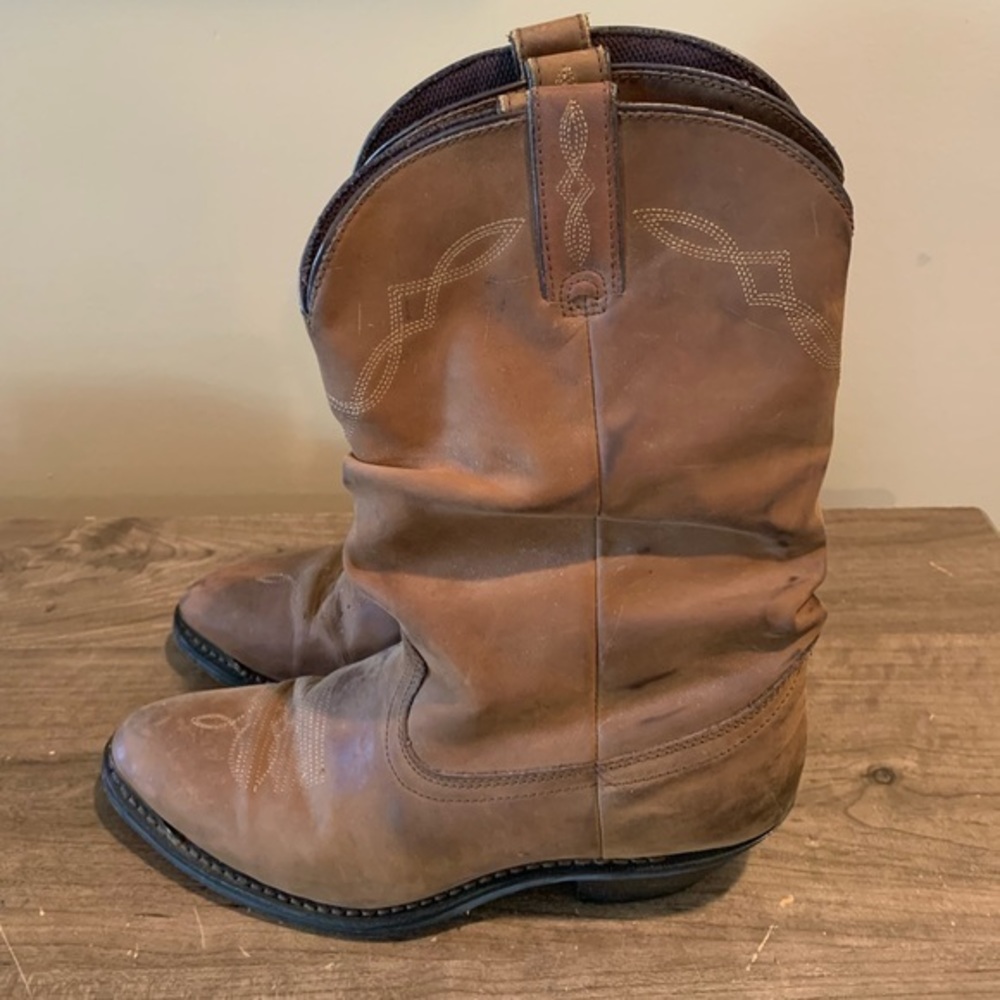 Womens Size 9 SHYANNE Shy Slouch Brown Leather Western Cowgirl Boots EUC